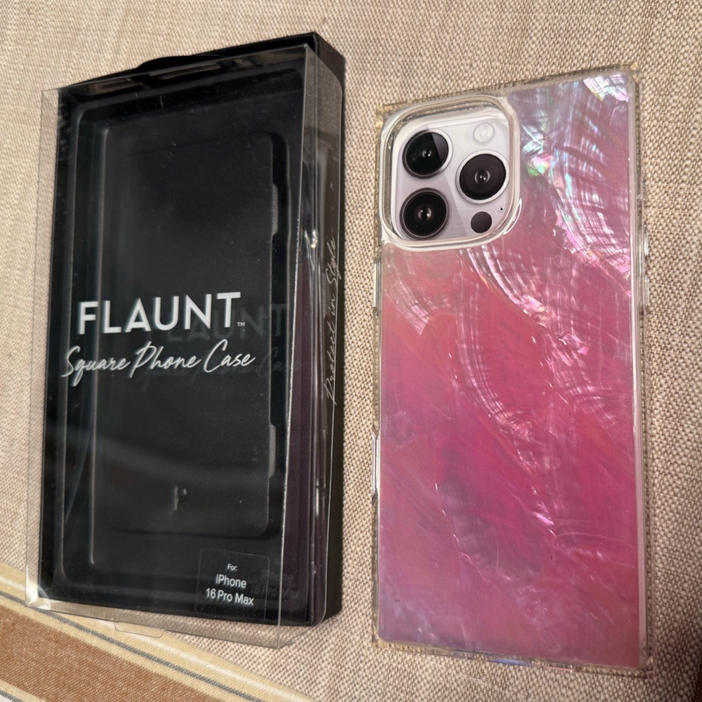 Flaunt Square Pink Mother of Pearl iPhone 16 Pro Max Case